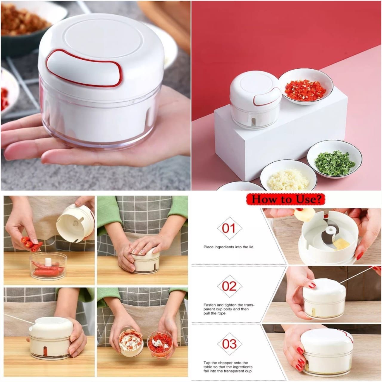 Mini Food Chopper – Hand-Powered Meat Grinder
