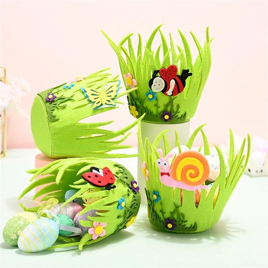 Easter Baskets – Portable Round Non-Woven Buckets for Kids